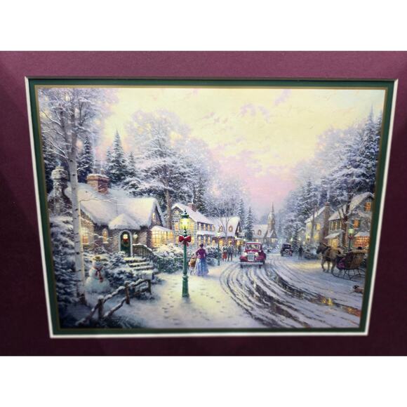 Vintage 2002 "Village Christmas" Lithograph Print By Thomas Kinkade Matted Certi - Picture 2 of 4
